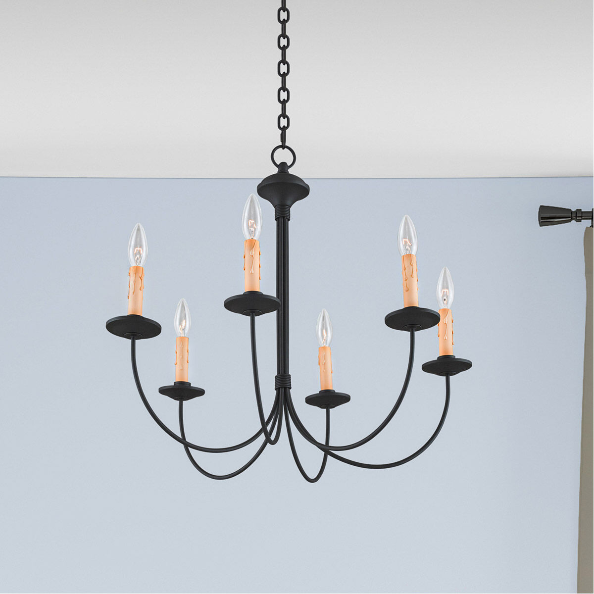 Heritage 6 Light 26 inch Black Chandelier Ceiling Light