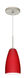 Riva 1 Light Satin Nickel Pendant Ceiling Light in Ruby Matte Glass, Incandescent