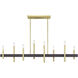 Denmark 8 Light 48 inch Satin Brass with Bronze Accents Linear Chandelier Ceiling Light