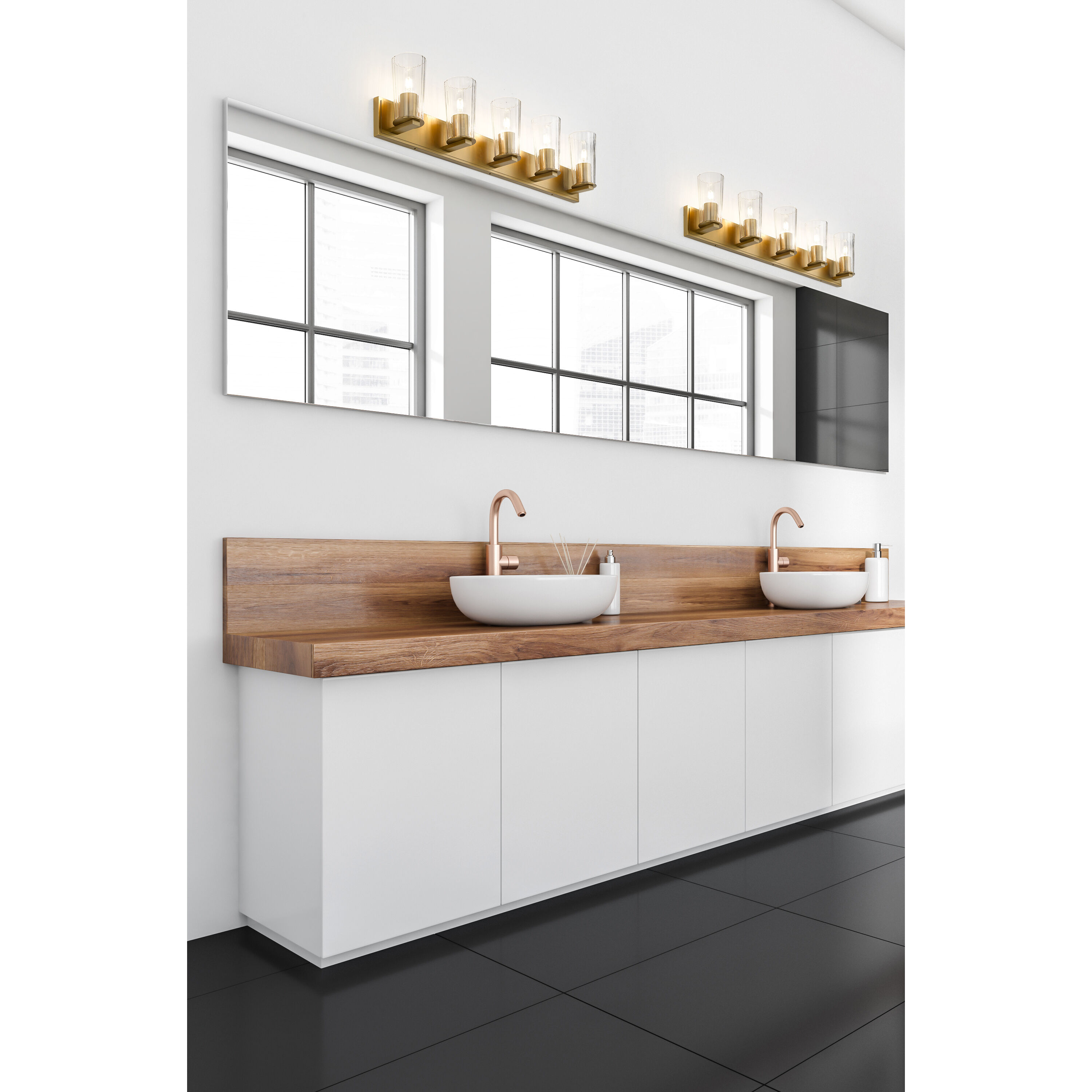 Titus 5 Light 40 inch Modern Gold Bath Vanity Light Wall Light
