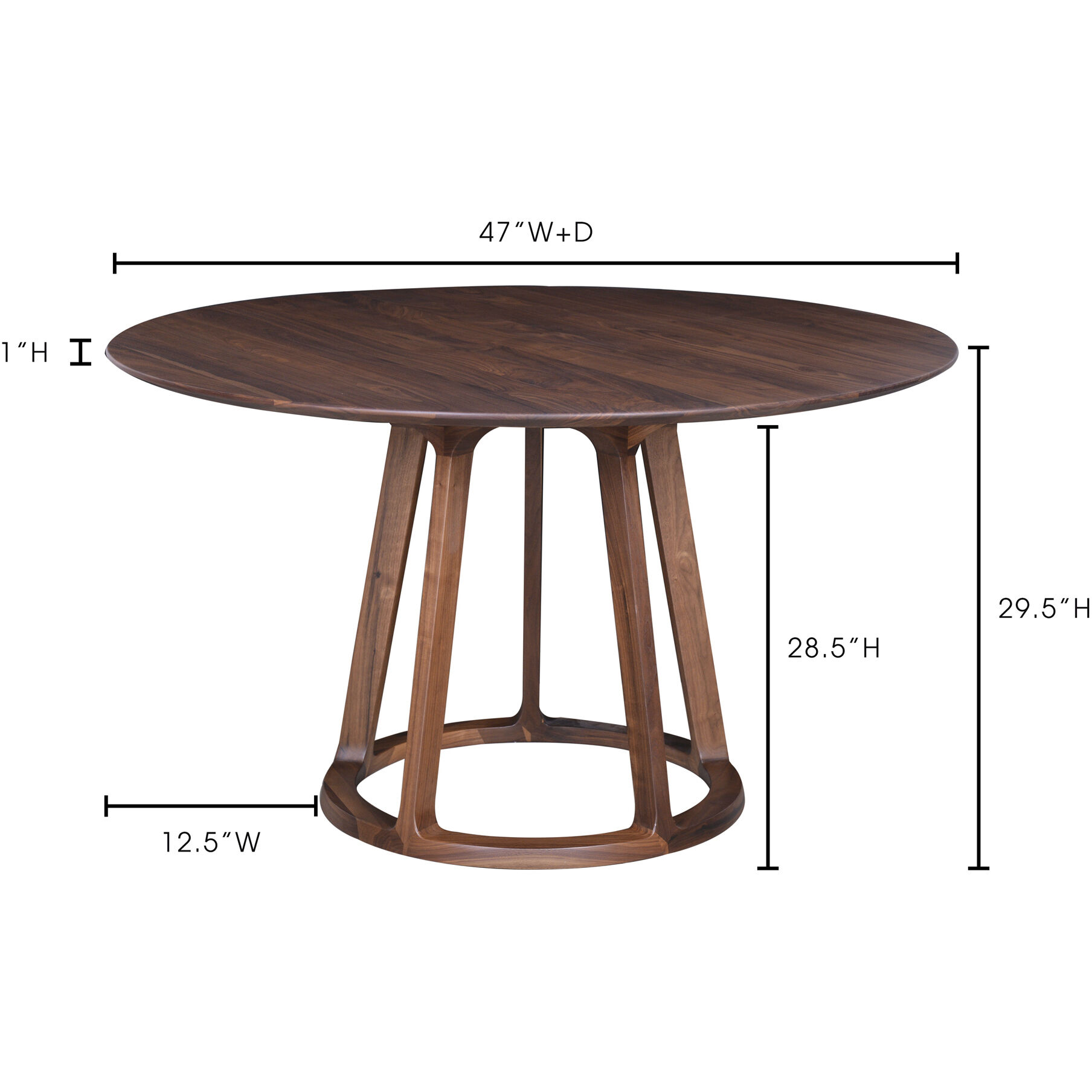 Aldo 47 X 47 inch Brown Dining Table, Round