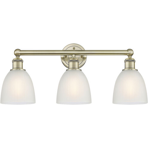 Castile 3 Light 24 inch Antique Brass Bath Vanity Light Wall Light in White
