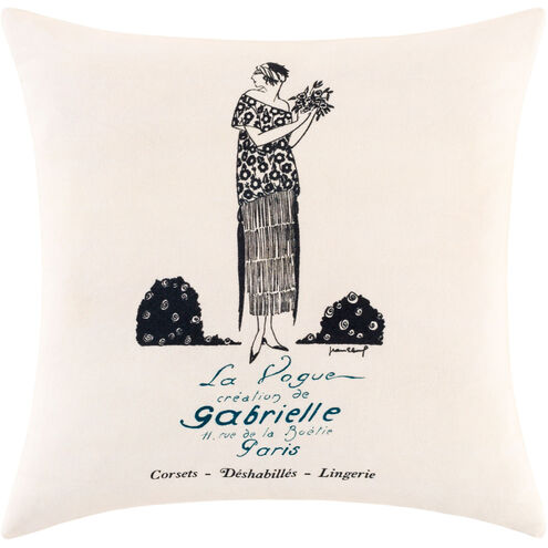 La Guirlande 18 X 18 inch Black/Cream/Teal Pillow Kit, Square