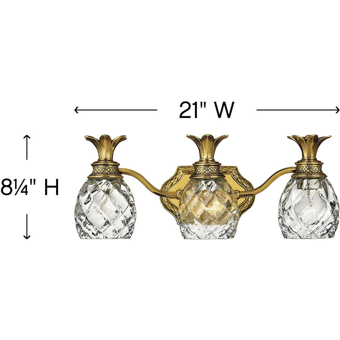Plantation 3 Light 21 inch Burnished Brass Vanity Light Wall Light
