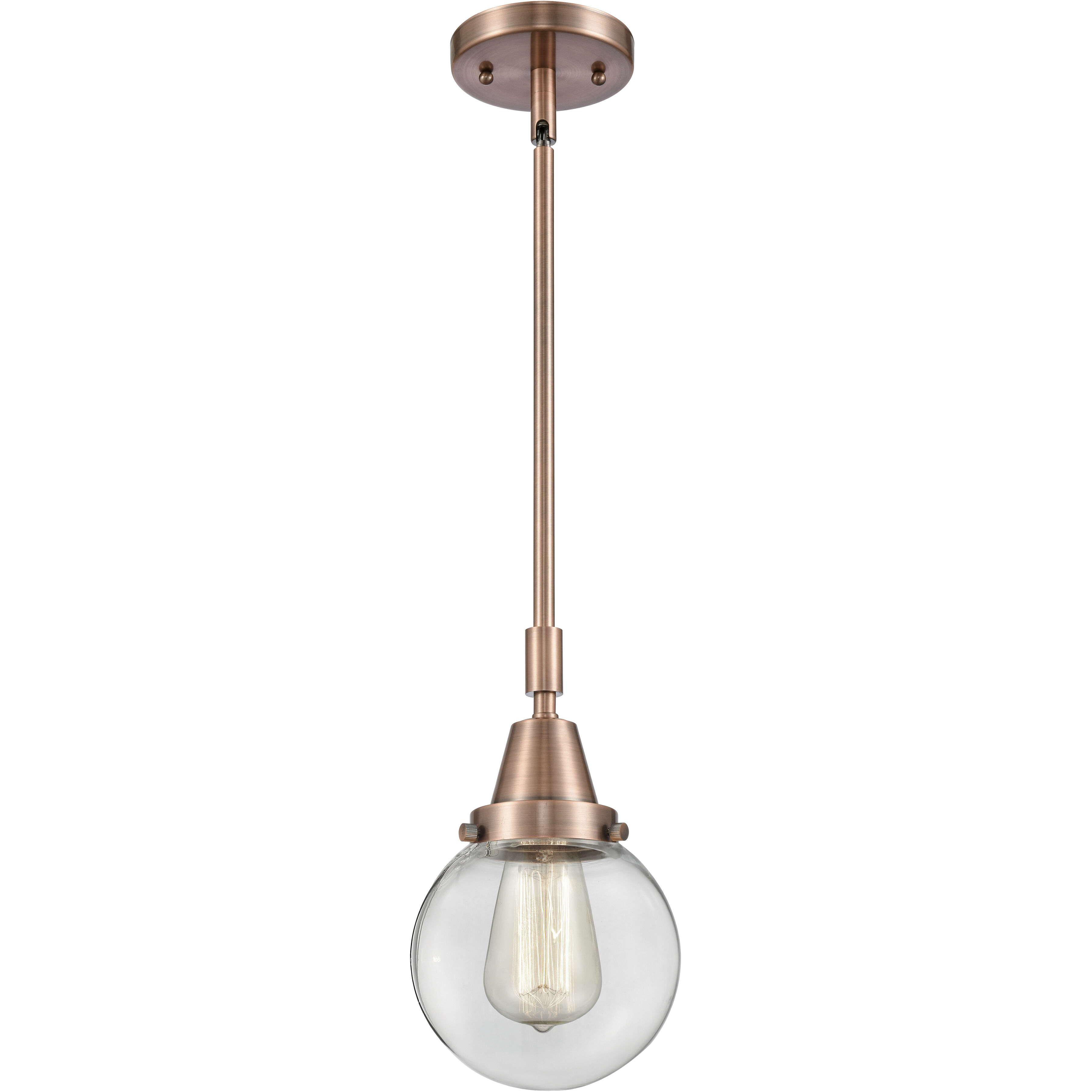 Beacon 1 Light 6 inch Antique Copper Mini Pendant Ceiling Light in Clear Glass