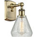 Ballston Conesus 1 Light 6 inch Antique Brass Sconce Wall Light in Incandescent, Clear Crackle Glass, Ballston