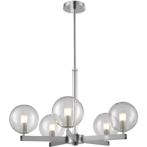 Courcelette 5 Light Chrome Chandelier Ceiling Light in Clear Glass