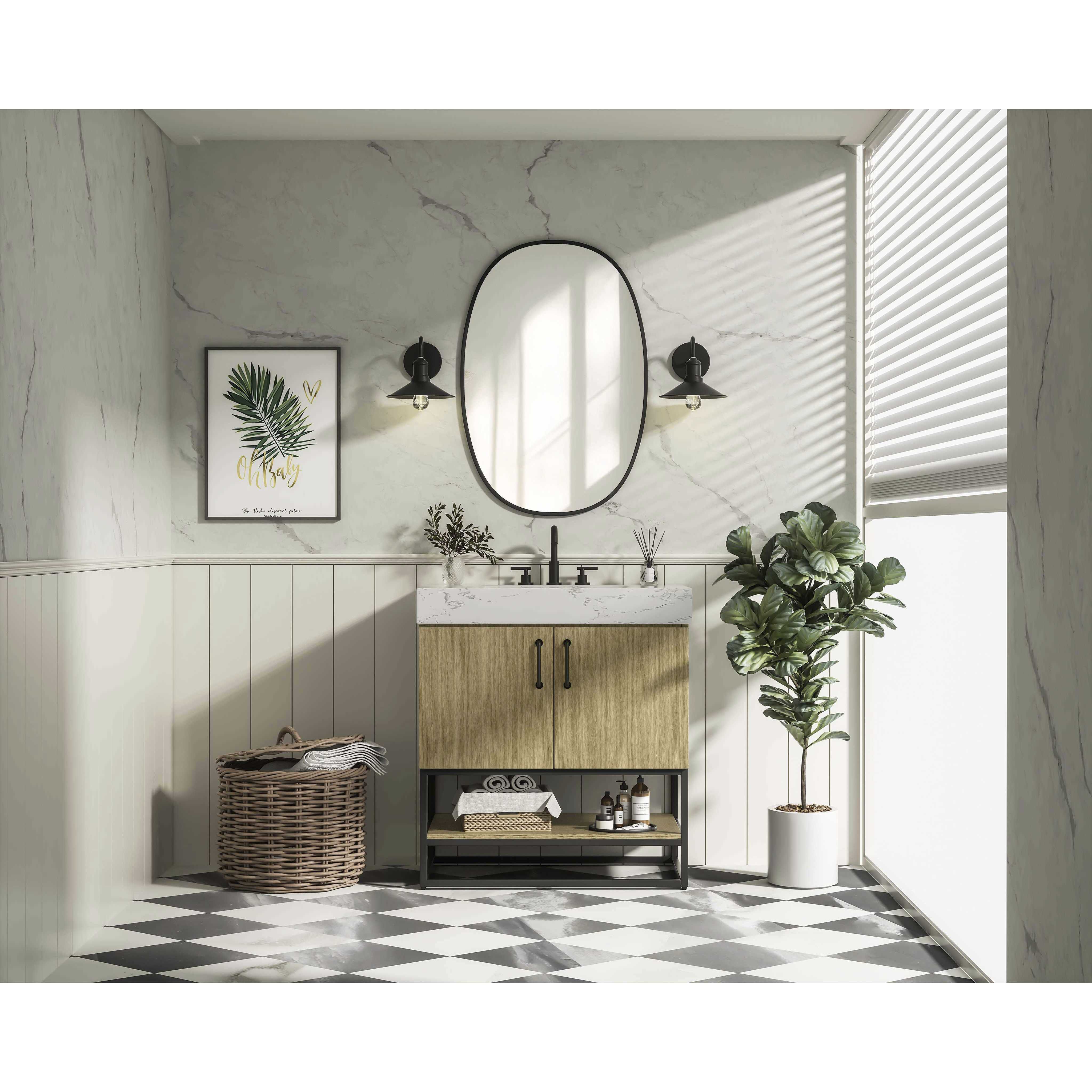 Caroline 30 X 34 inch Honey Brown Bathroom Vanity Cabinet