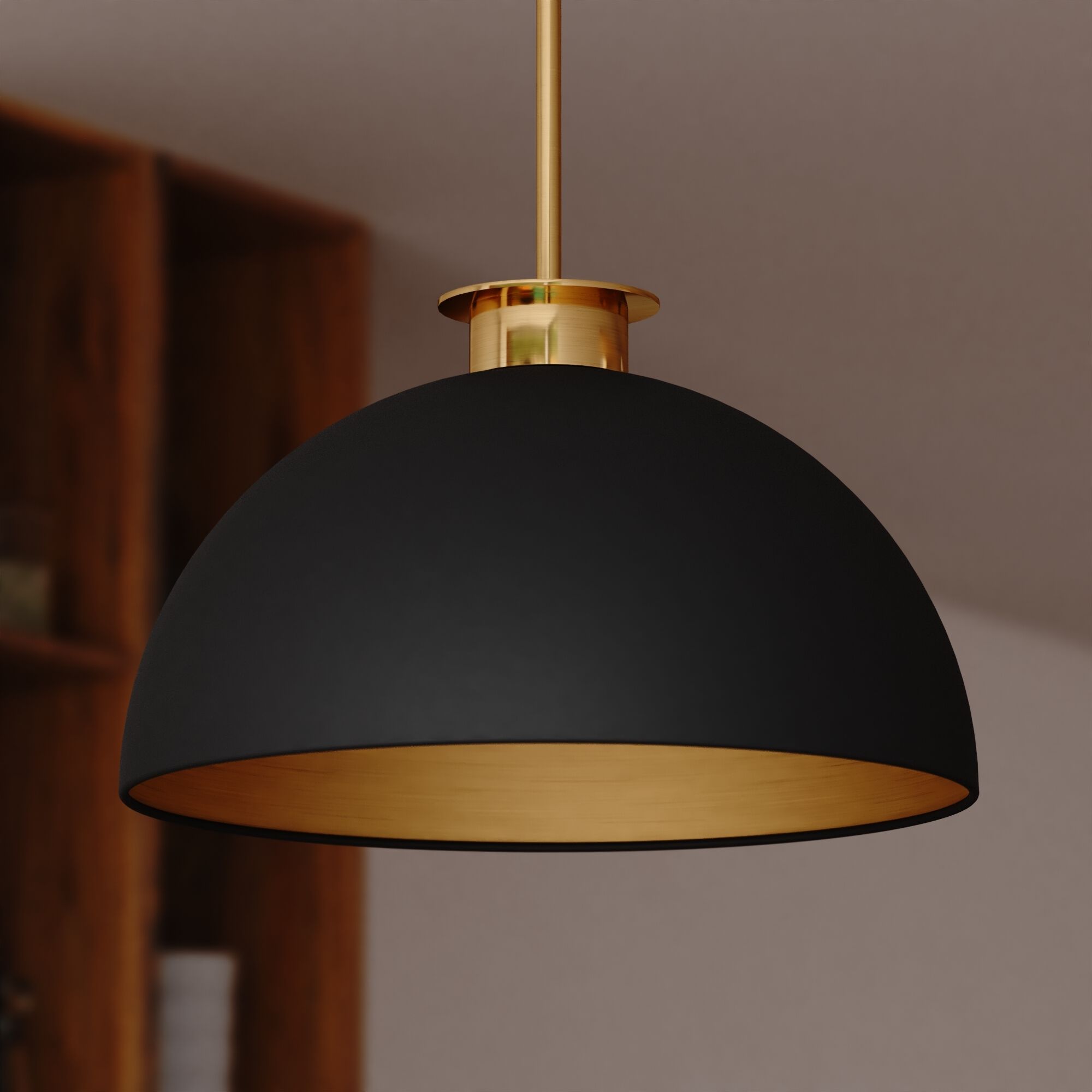 Devon LED 15.75 inch Matte Black and Satin Brass Pendant Ceiling Light