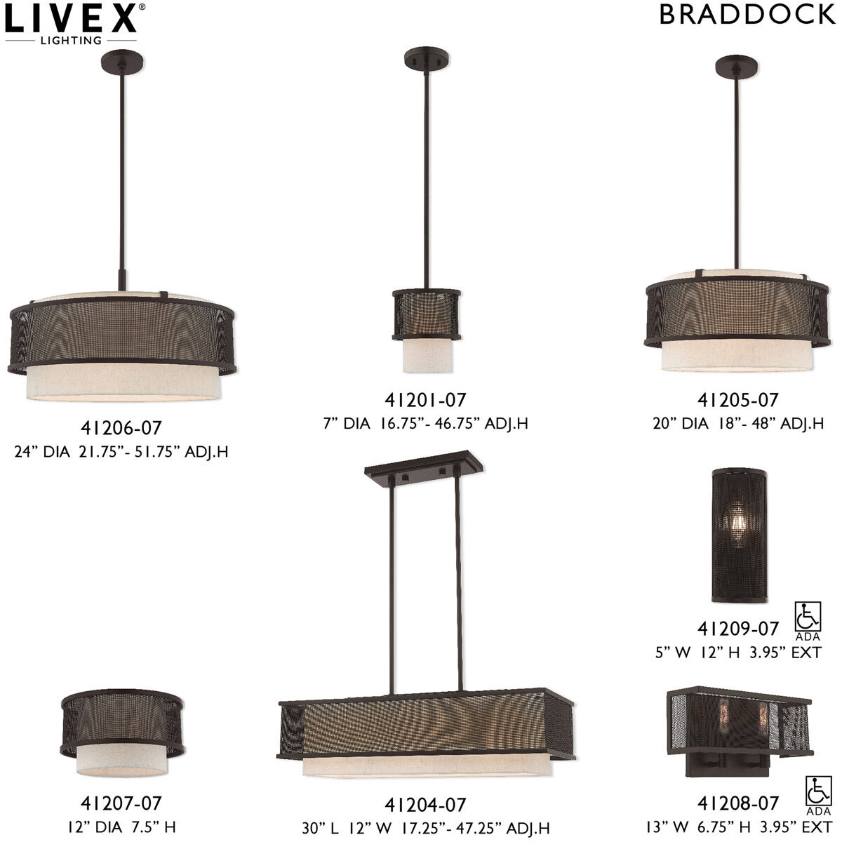 Braddock 1 Light 7 inch Bronze Mini Pendant Ceiling Light