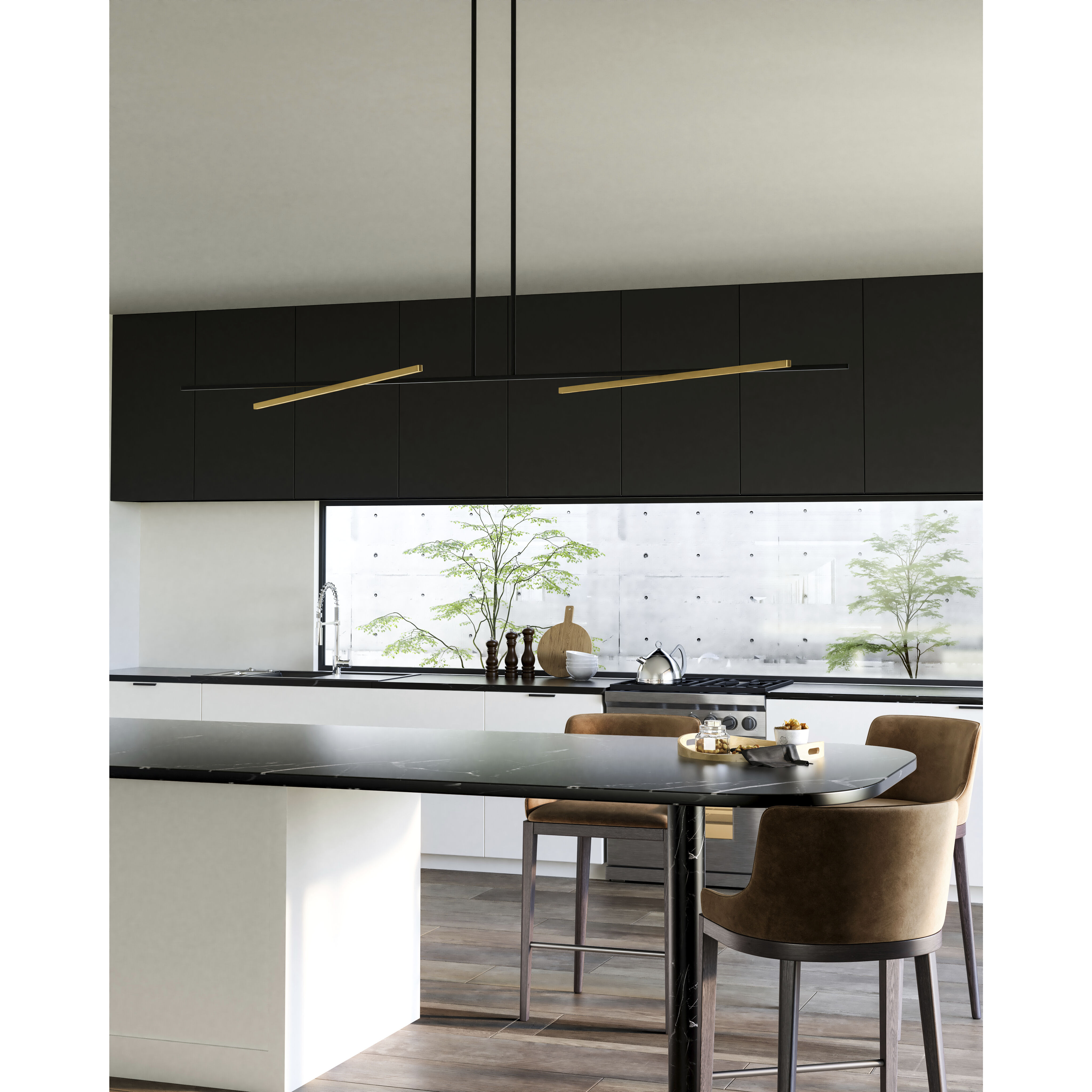 Shift LED 59.88 inch Black and Brushed Gold Linear Pendant Ceiling Light