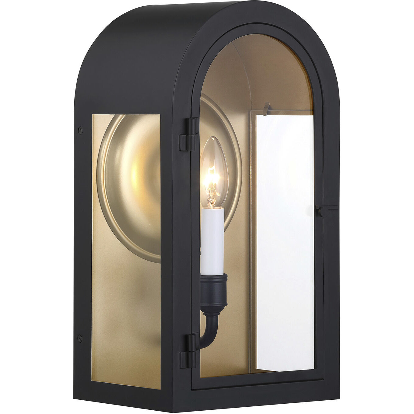 Grotto 1 Light 15 inch Matte Black with Vintage Gold Outdoor Wall Lantern