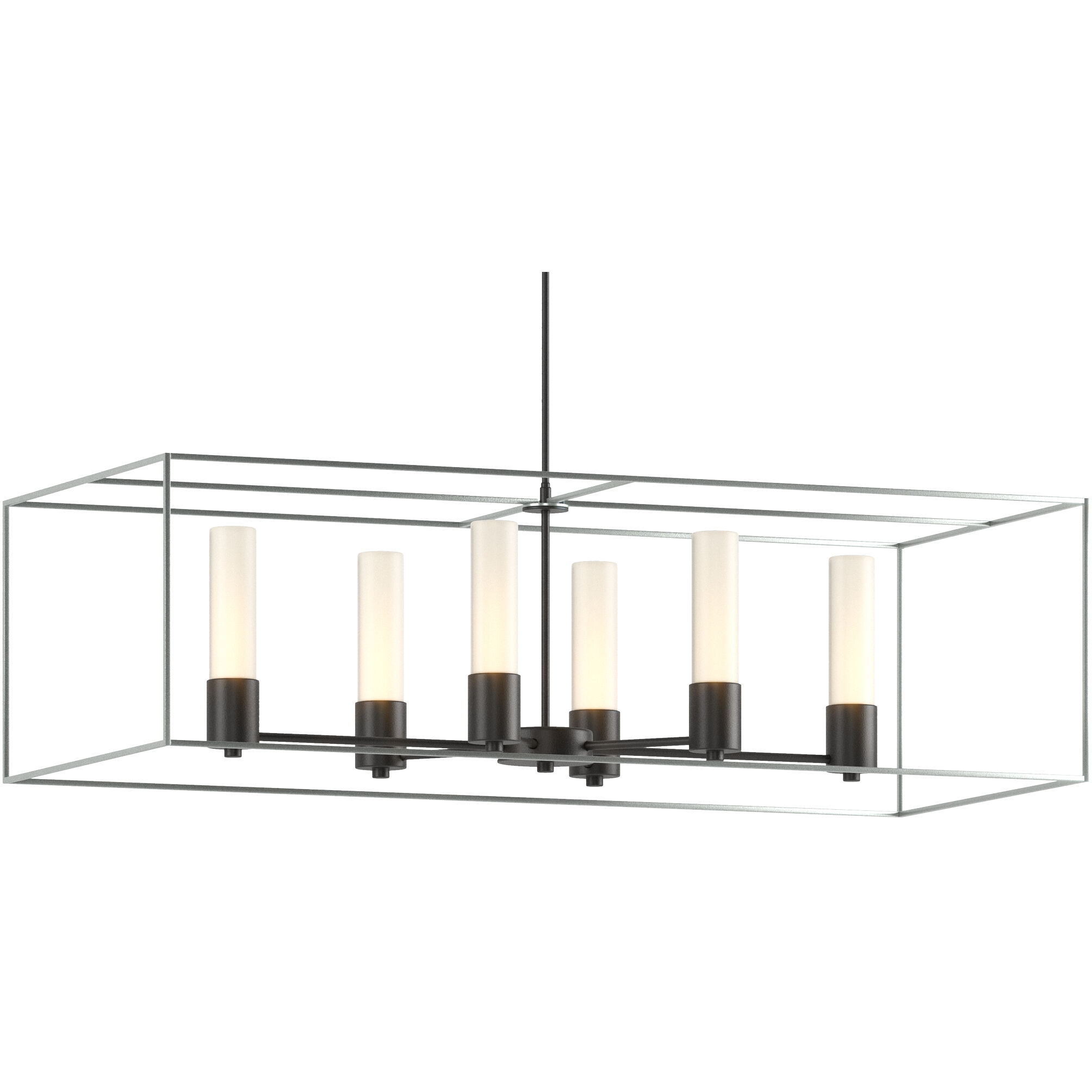 Portico 6 Light 42 inch Black and Vintage Platinum Pendant Ceiling Light in Black/Vintage Platinum, Opal