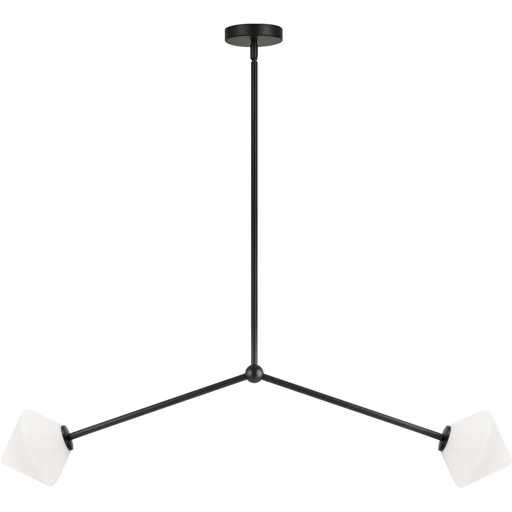 Novo 2 Light 38.75 inch Black Pendant Ceiling Light in Black and Opal Glass