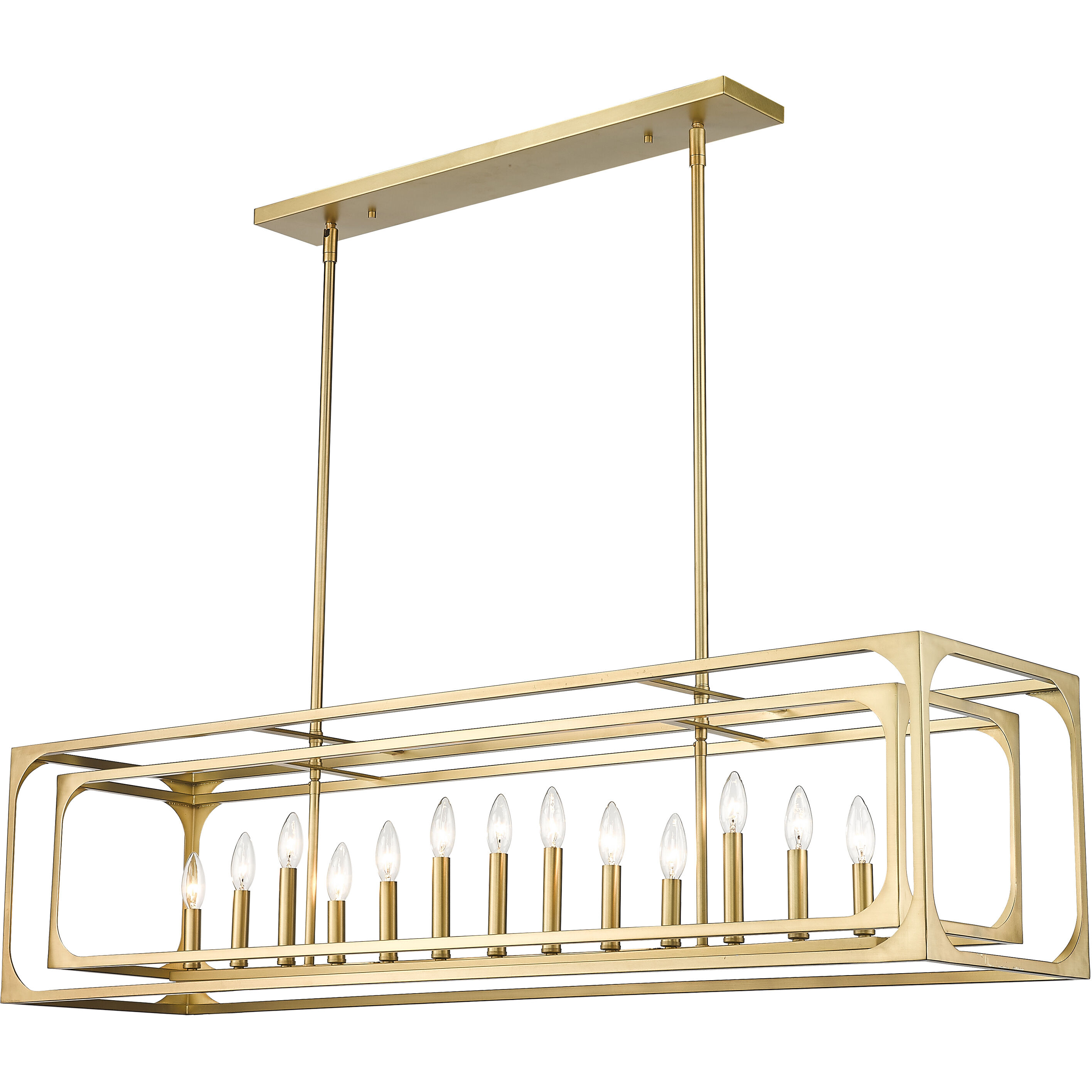 Easton 13 Light 54 inch Rubbed Brass Linear Chandelier Ceiling Light