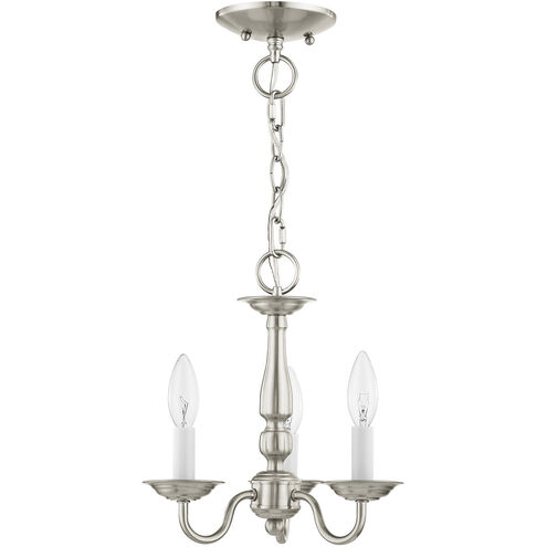 Williamsburgh 3 Light 11 inch Brushed Nickel Convertible Mini Chandelier/Ceiling Mount Ceiling Light