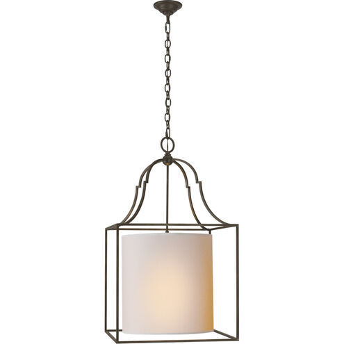 Chapman & Myers Gustavian 3 Light 20 inch Aged Iron Lantern Pendant Ceiling Light in Natural Paper