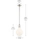 Laria 1 Light Polished Nickel Pendant Ceiling Light in Opal