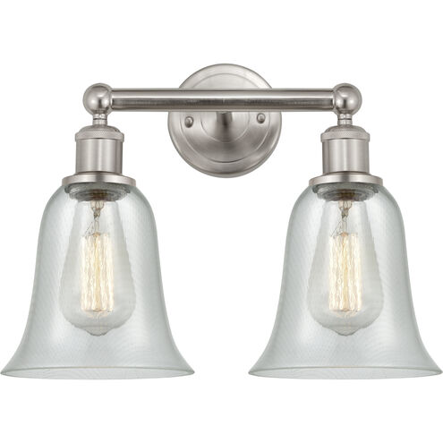 Edison Hanover 2 Light 15.25 inch Brushed Satin Nickel Bath Vanity Light Wall Light in Fishnet Glass