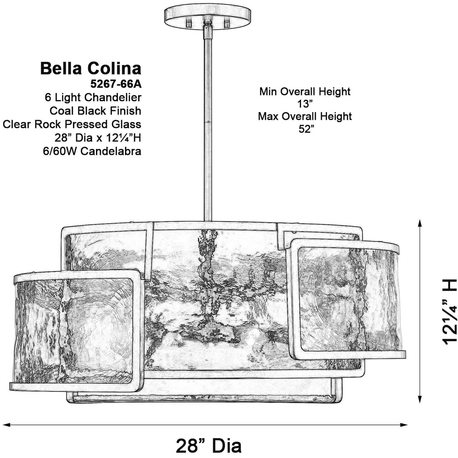 Bella Collina 6 Light 28 inch Coal Pendant Ceiling Light