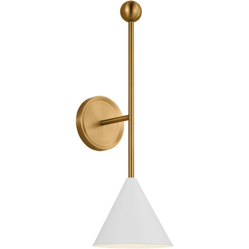 AERIN Cosmo 1 Light 6.88 inch Matte White and Burnished Brass Bath Vanity Wall Sconce Wall Light in Matte White / Burnished Brass