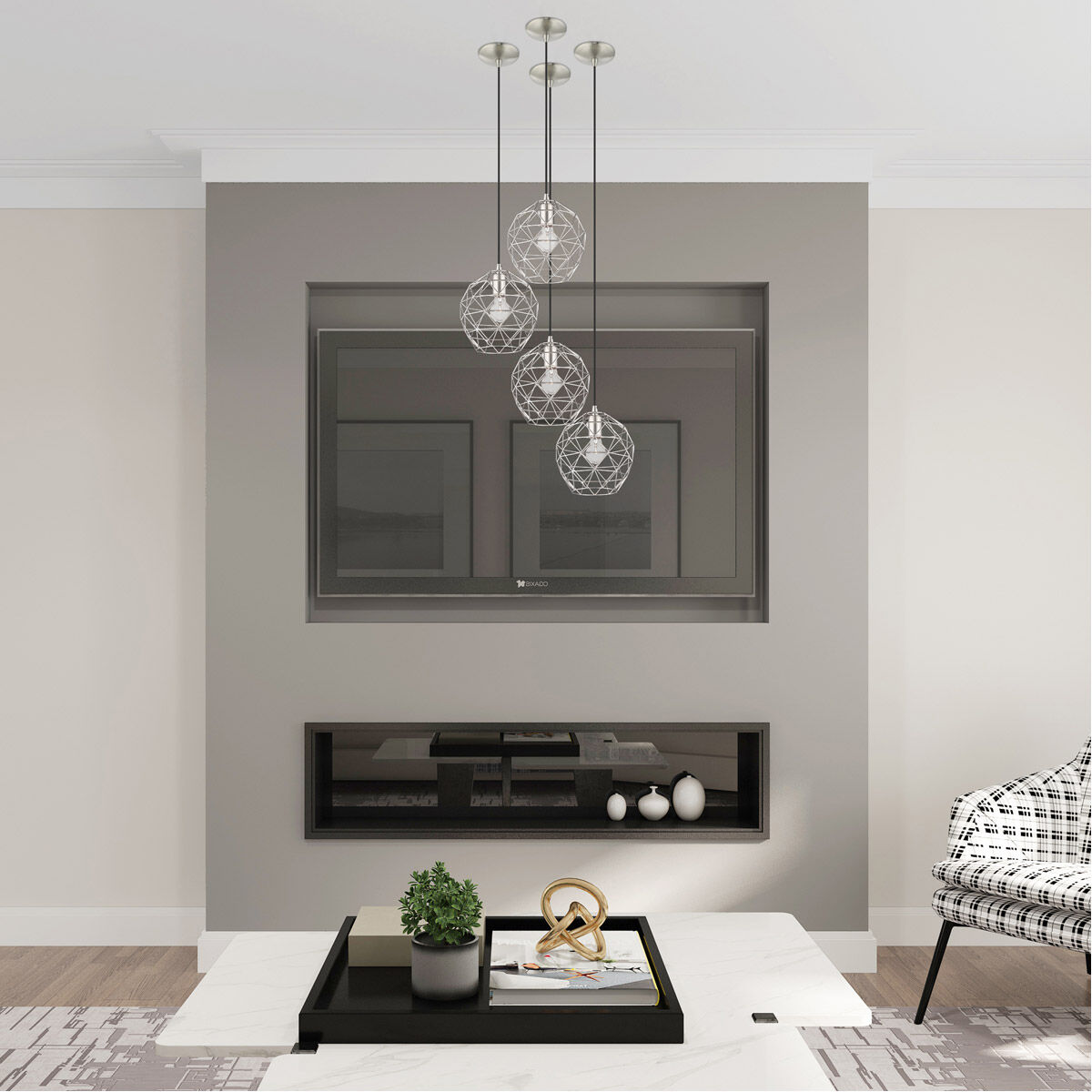 Astoria 3 Light 4 inch Brushed Nickel Chandelier Ceiling Light