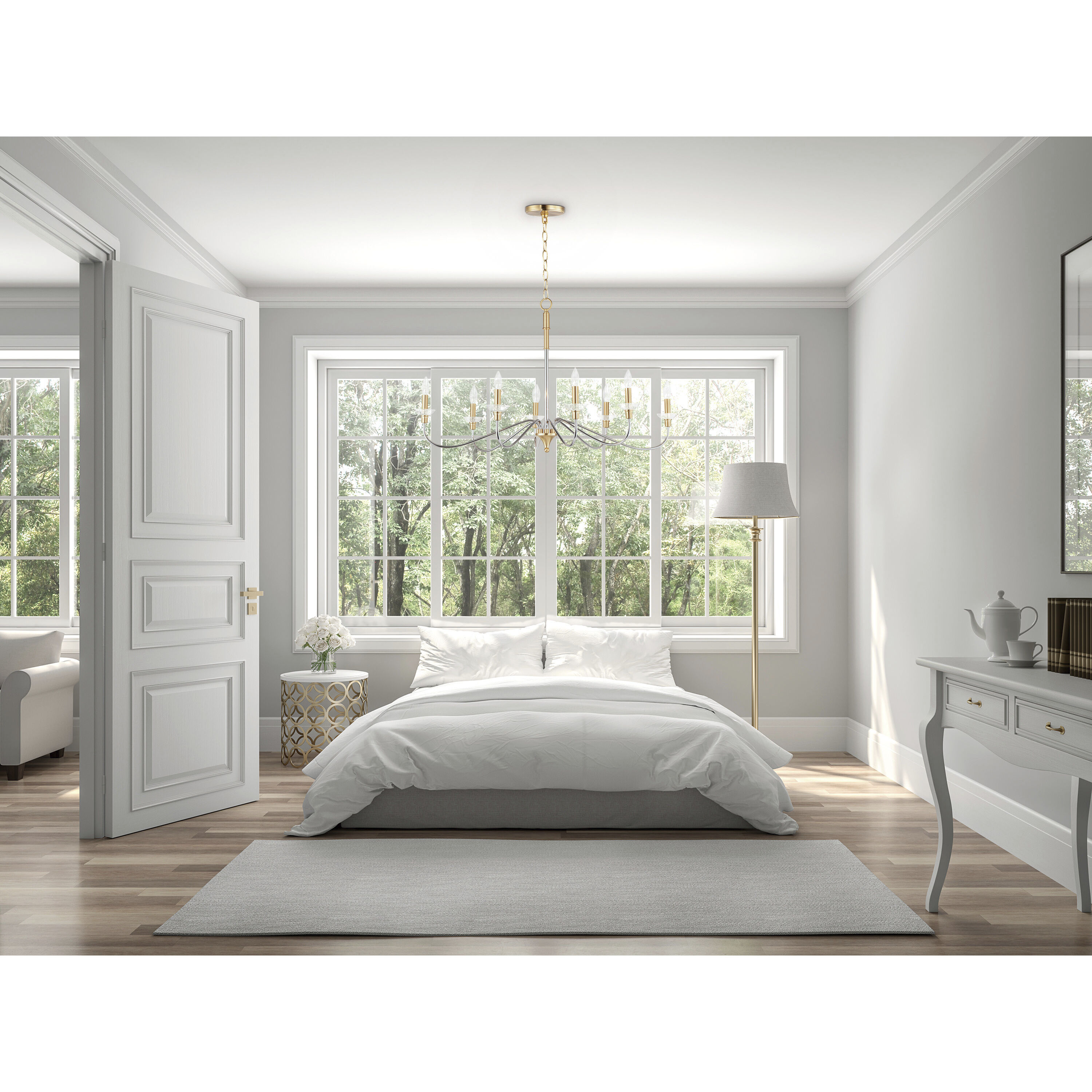 Clarion 8 Light 38 inch Polished Chrome/Satin Brass Chandelier Ceiling Light