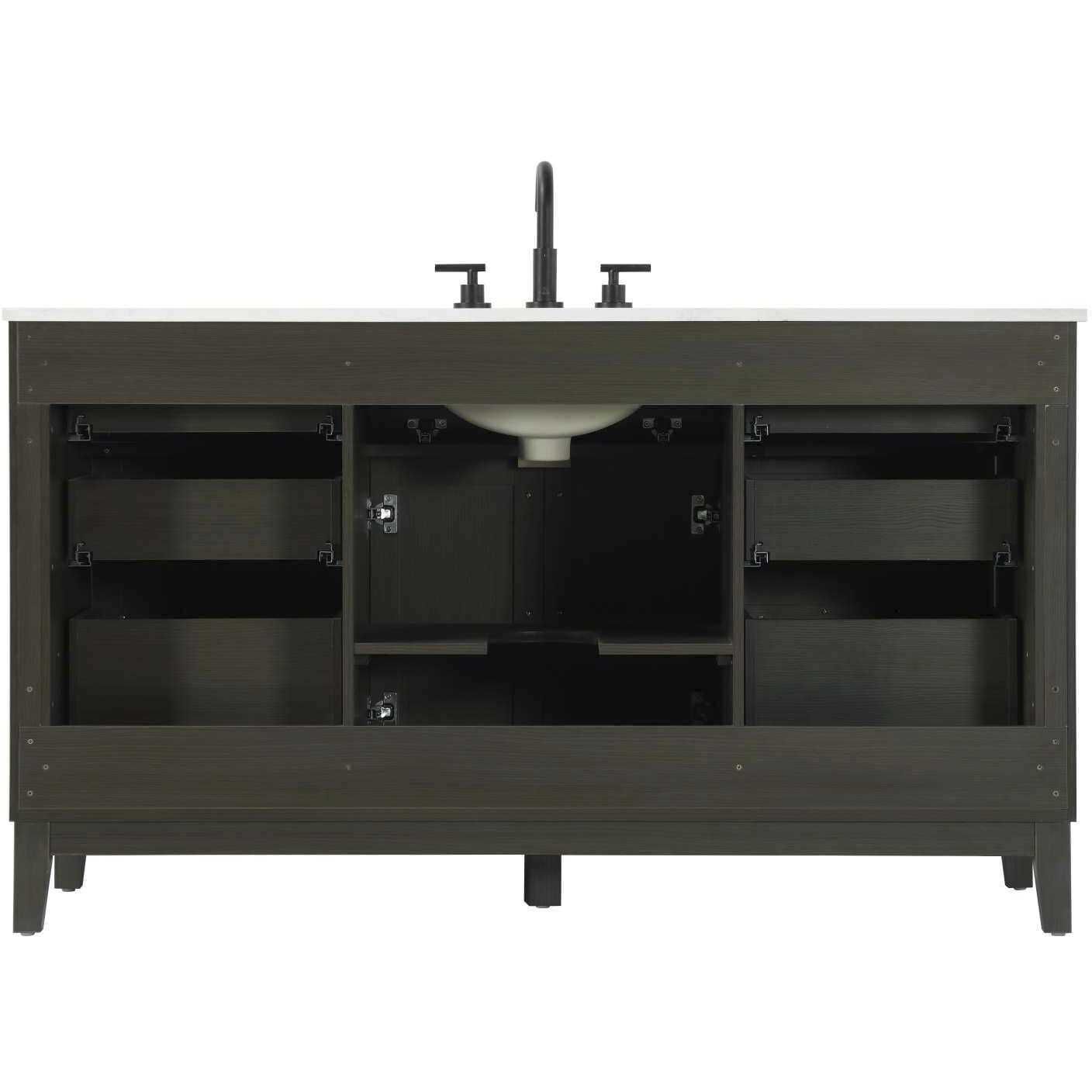 Virginia 60 X 35 inch Mocha Brown Bathroom Vanity Cabinet