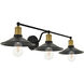 Etude 3 Light 33 inch Brass and Black Wall Sconce Wall Light