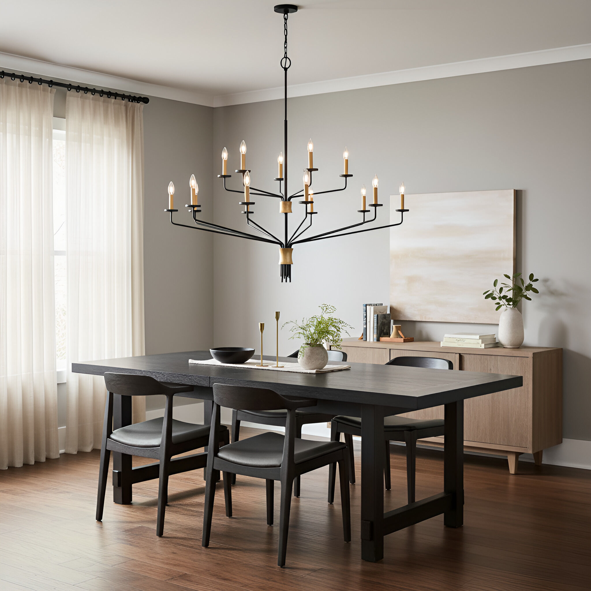 Alexander 15 Light 55 inch Matte Black Chandelier Ceiling Light