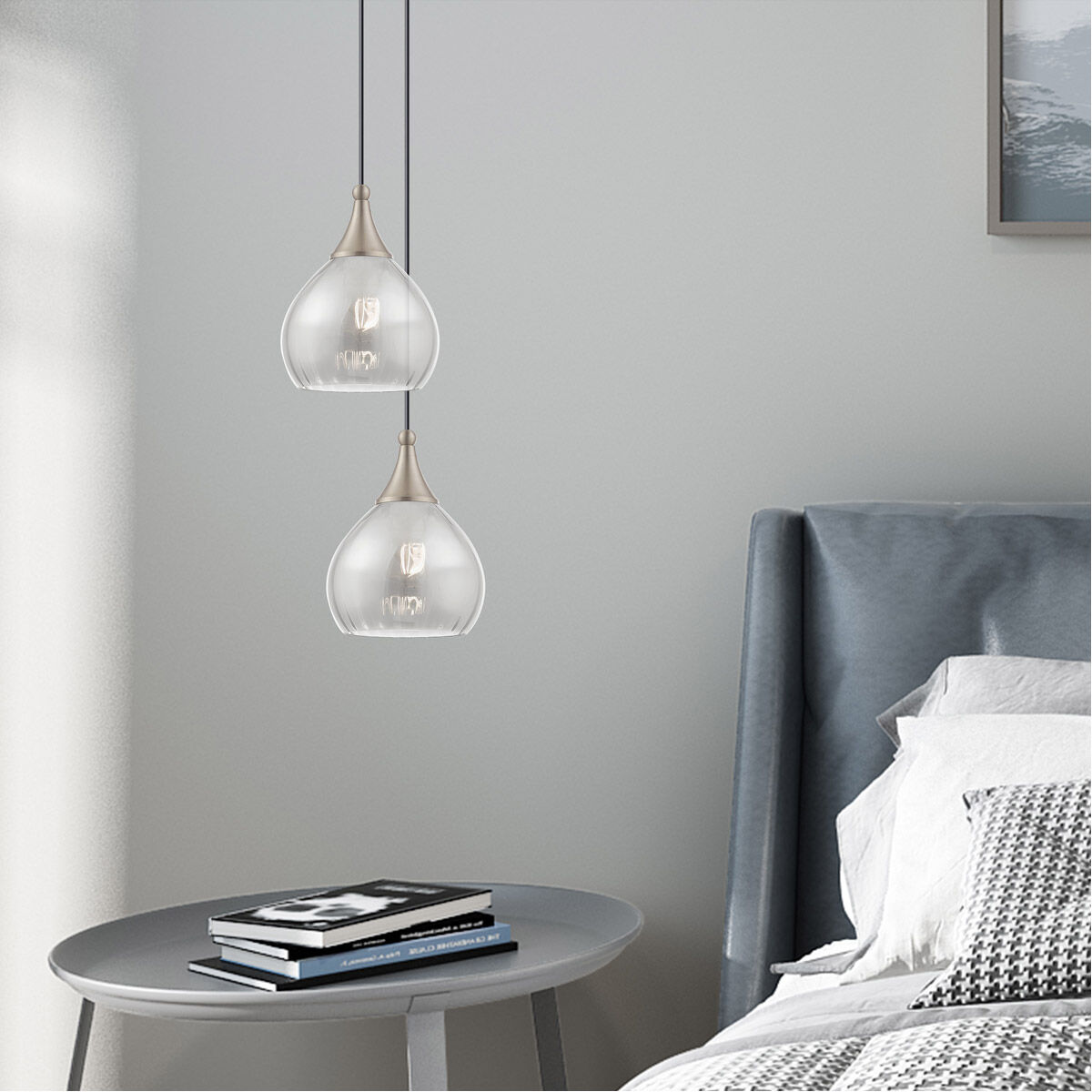 Art Glass 1 Light 7 inch Brushed Nickel Mini Pendant Ceiling Light