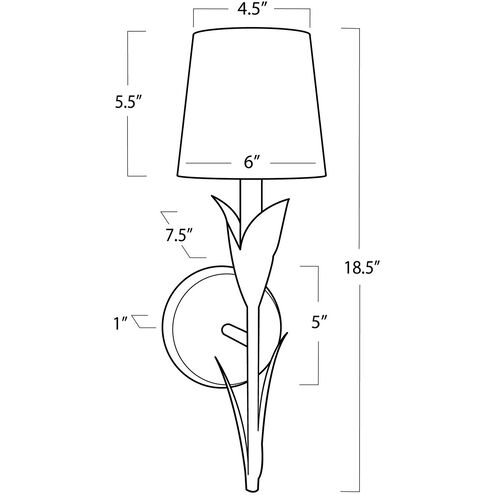 River Reed 1 Light 6 inch Gold Wall Sconce Wall Light, Single