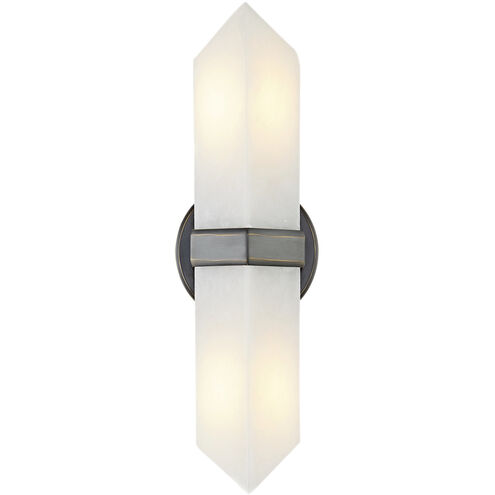 Valencia 2 Light 3.63 inch Urban Bronze Bath Vanity Light Wall Light in Urban Bronze and Alabaster