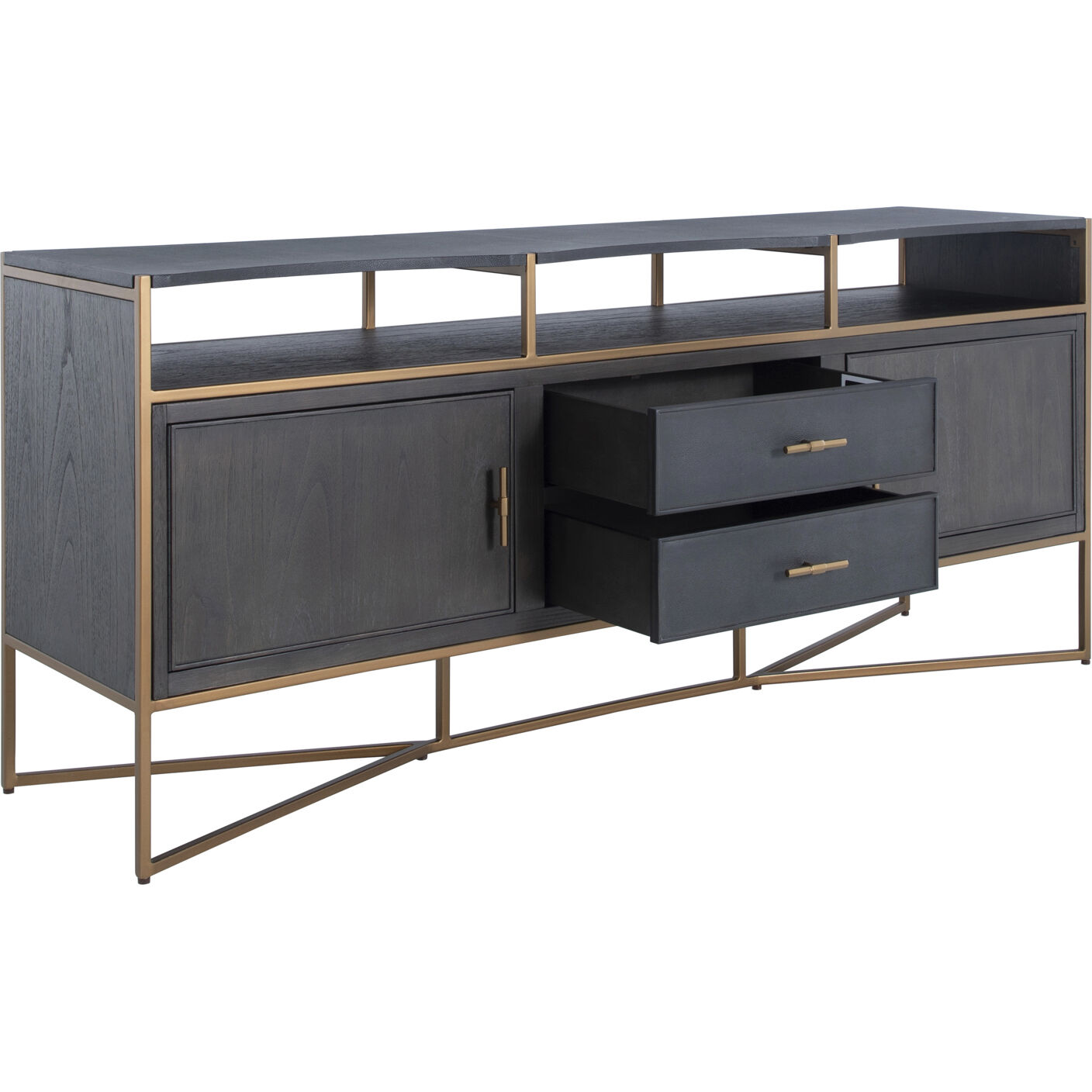 Jameson Natural Black / Black Faux Shagreen / Stained Gold Cabinet