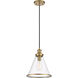 Vintage 1 Light 11 inch Natural Brass Pendant Ceiling Light