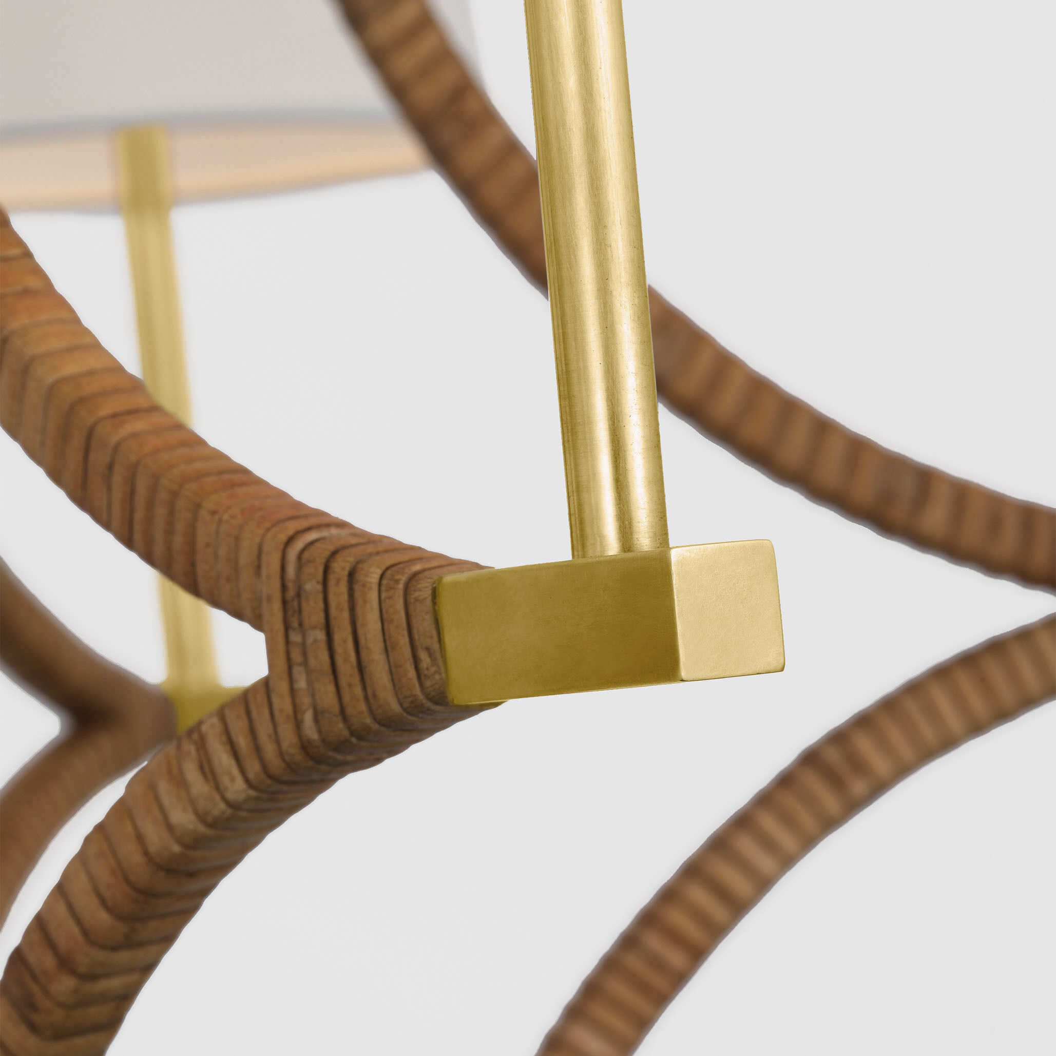 Chapman & Myers Biscayne LED 30.25 inch Antique-Burnished Brass and Natural Rattan Wrapped Chandelier Ceiling Light, Large