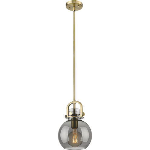 Downtown Urban Newton Sphere 1 Light 8 inch Brushed Brass Mini Pendant Ceiling Light in Plated Smoke