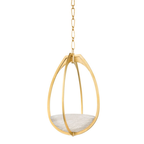 Lloyd LED 13.75 inch Aged Brass Pendant Ceiling Light, Small