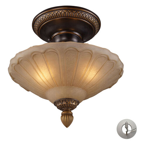 Hamlet 3 Light 12 inch Golden Bronze Semi Flush Mount Ceiling Light