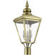 Adams 3 Light 26.75 inch Antique Brass with Brushed Nickel Finish Cluster Outdoor Large Post Top Lantern