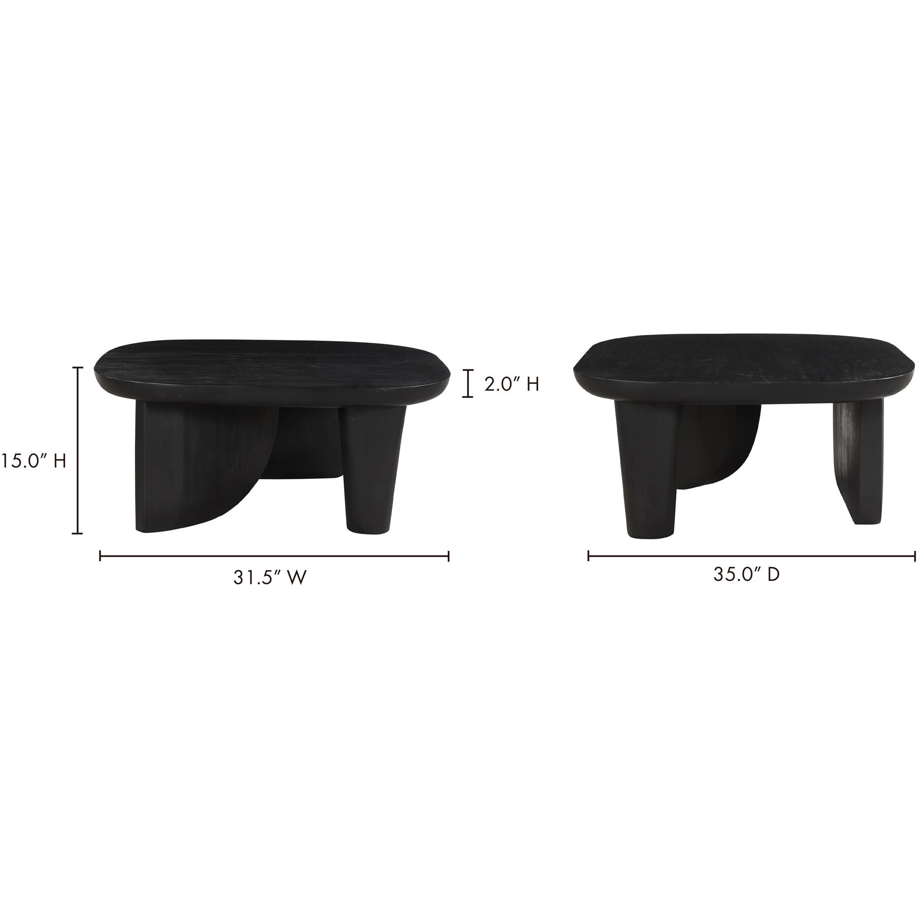 Era 35.5 X 31.5 inch Black Coffee Table