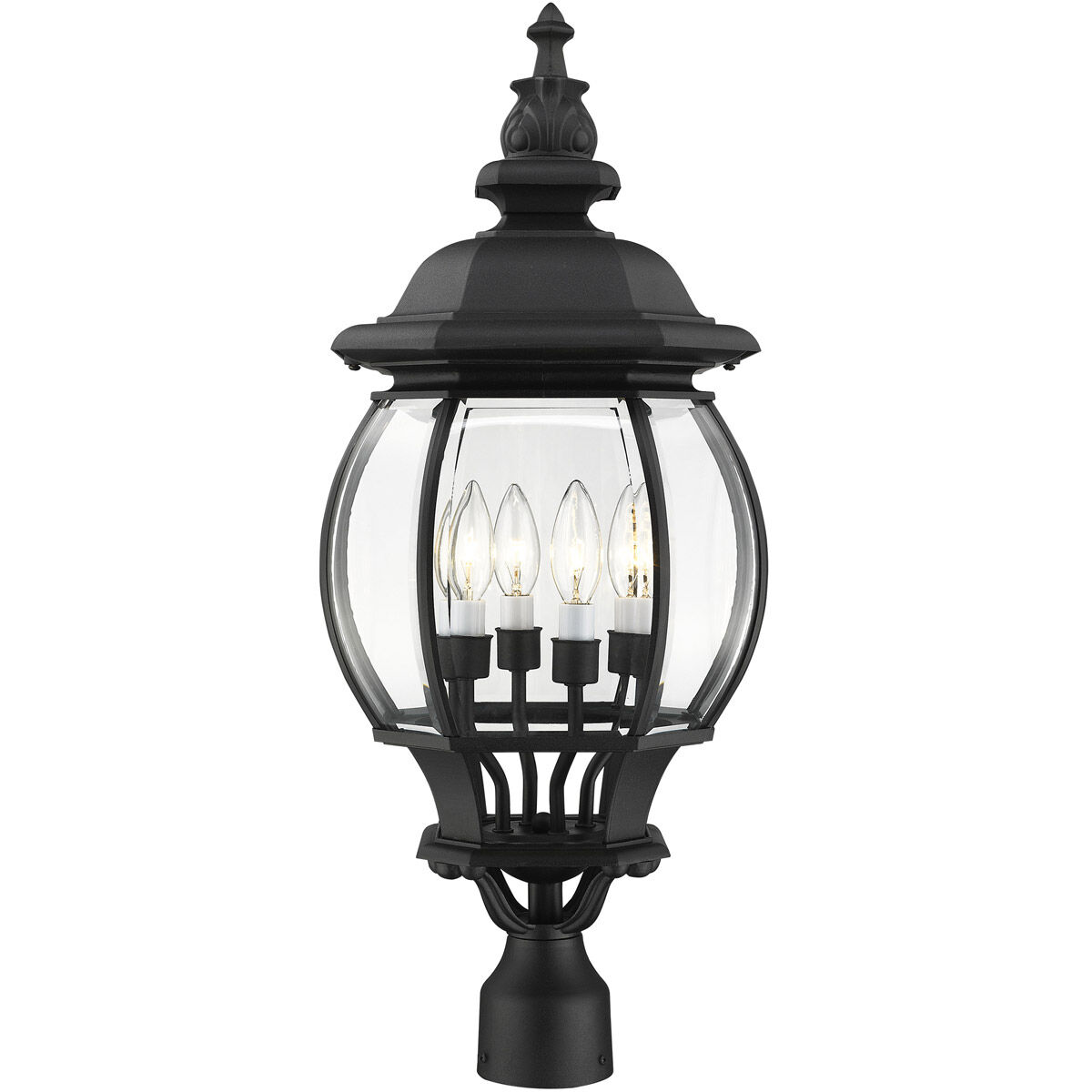 Frontenac 4 Light 27 inch Textured Black Outdoor Post Top Lantern