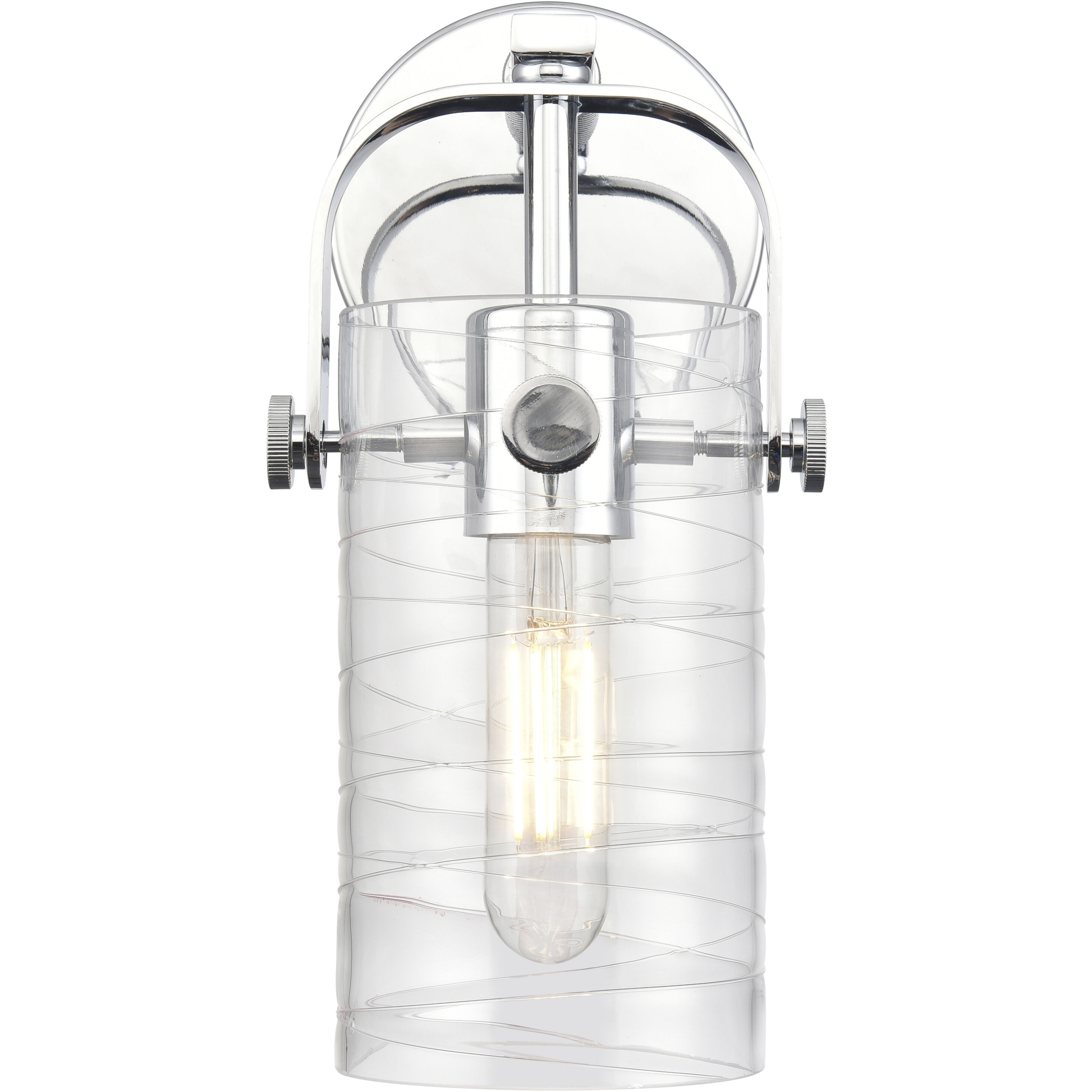 Pilaster II Cylinder 1 Light 4.5 inch Polished Chrome Sconce Wall Light in Deco Swirl Glass