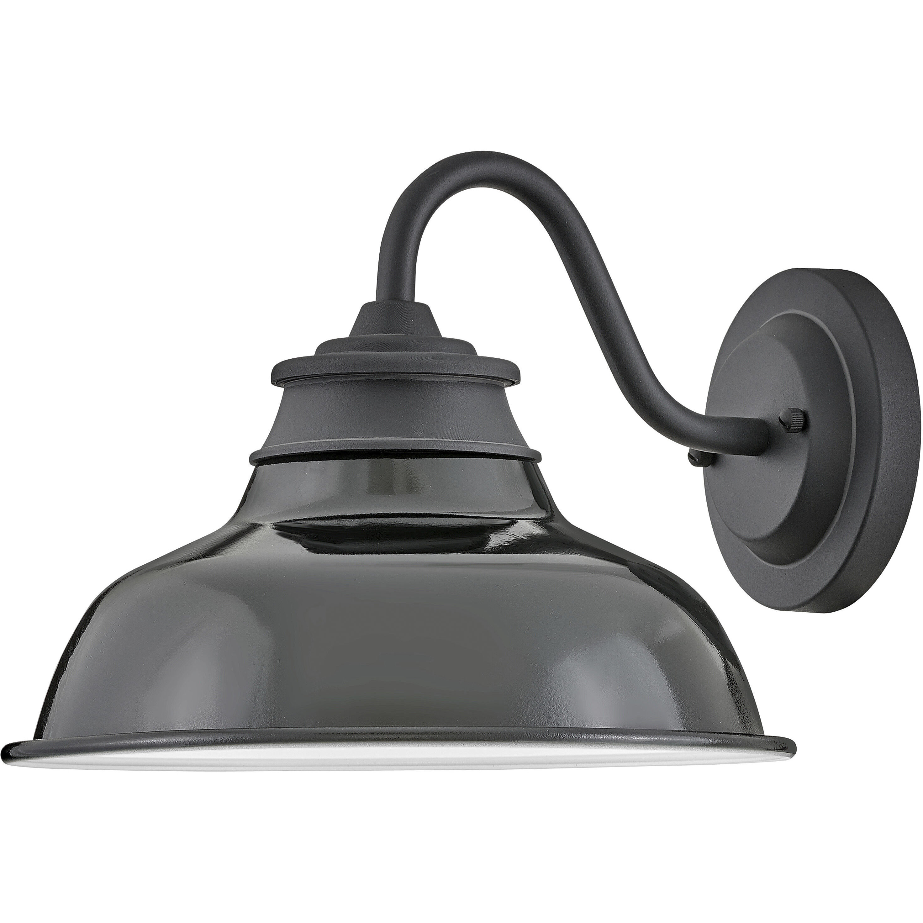 Wallace Outdoor Barn Light in Museum Black with Gloss Black, Gooseneck