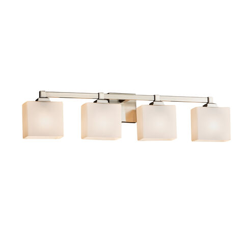 Fusion 4 Light 31 inch Dark Bronze Bath Bar Wall Light in Square with Flat Rim, Incandescent, Seeded