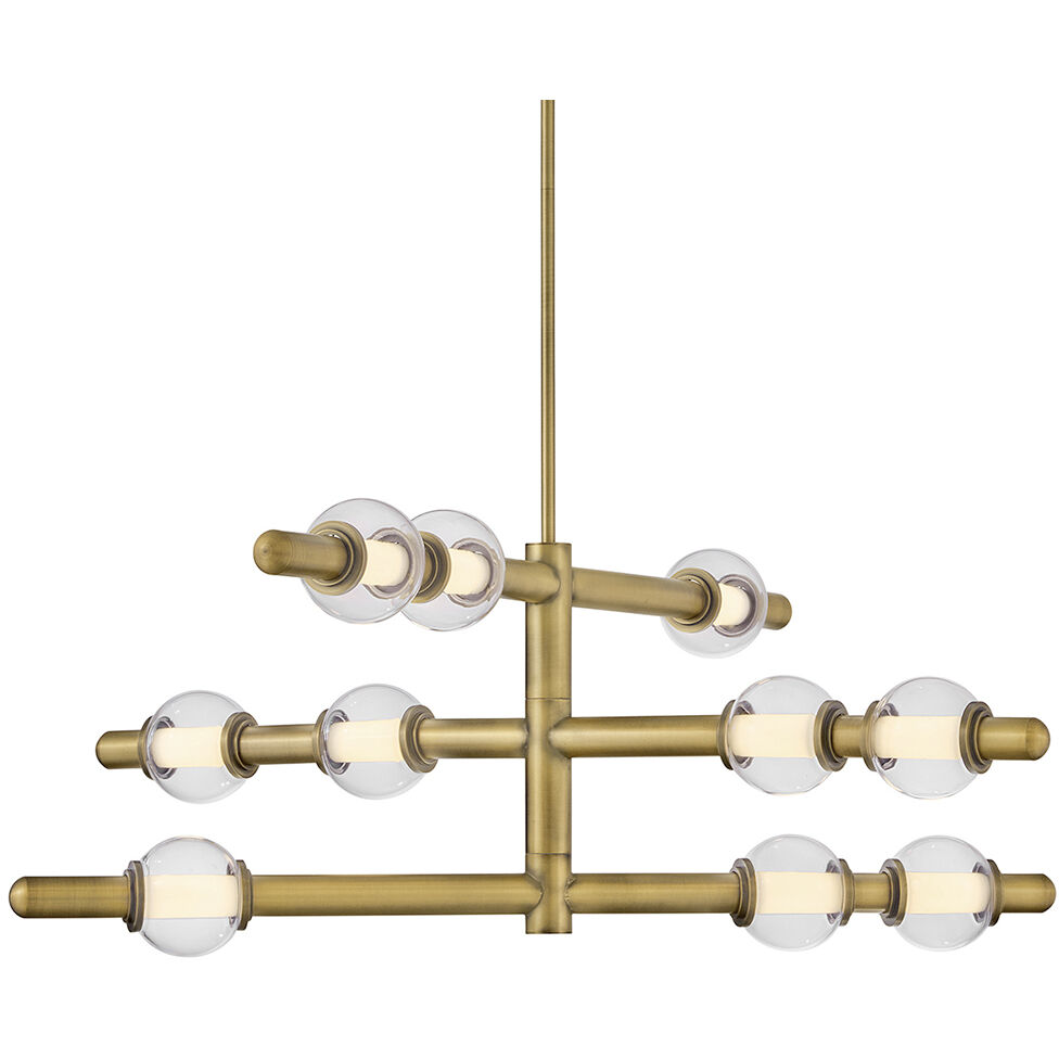 Saxon LED 36 inch Lacquered Brass Chandelier Ceiling Light