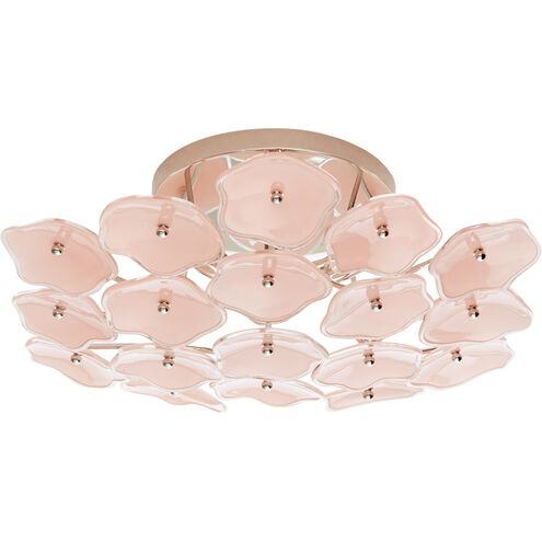 kate spade new york Leighton 3 Light 20 inch Polished Nickel Flush Mount Ceiling Light in Blush Tinted Glass, Medium