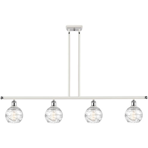 Ballston Small Deco Swirl 4 Light 46 inch White and Polished Chrome Island Light Ceiling Light, Ballston