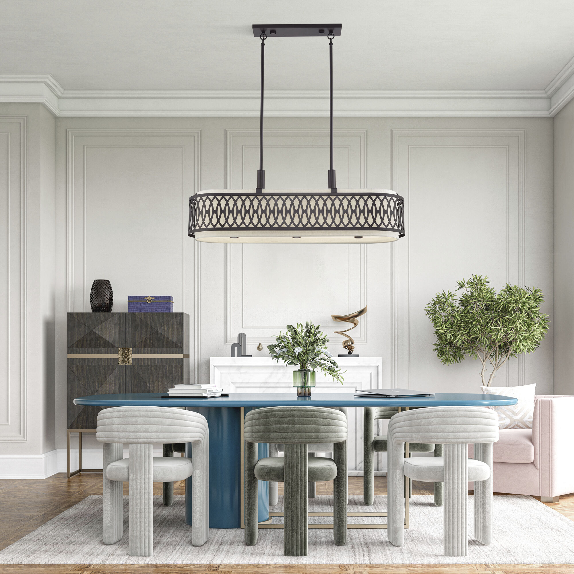 Vistaview 6 Light 42 inch English Bronze Linear Chandelier Ceiling Light