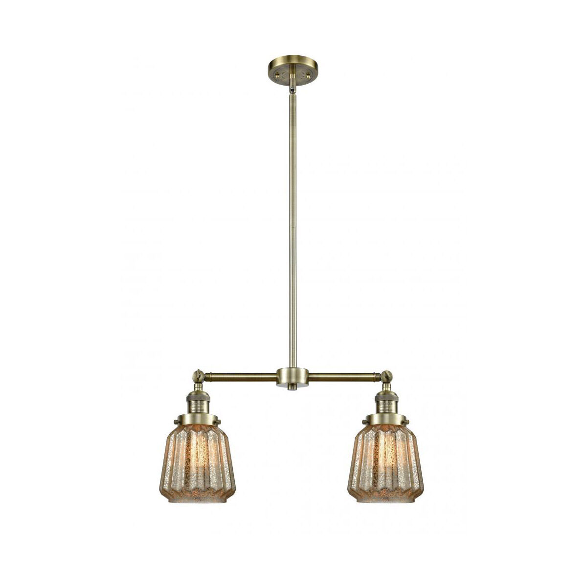 Franklin Restoration Chatham 2 Light 21 inch Antique Brass Chandelier Ceiling Light in Incandescent, Mercury Glass, Franklin Restoration